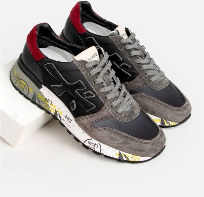 Premiata Grijze Sneakers met Rode Details Grijs Heren