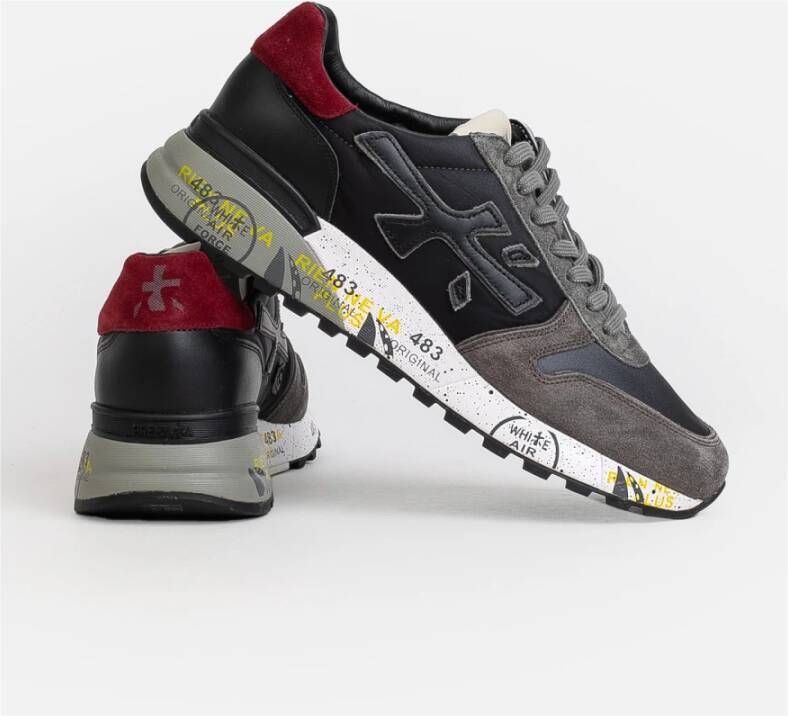 Premiata Grijze Sneakers met Rode Details Grijs Heren