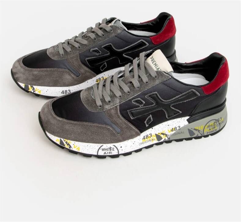 Premiata Grijze Sneakers met Rode Details Grijs Heren