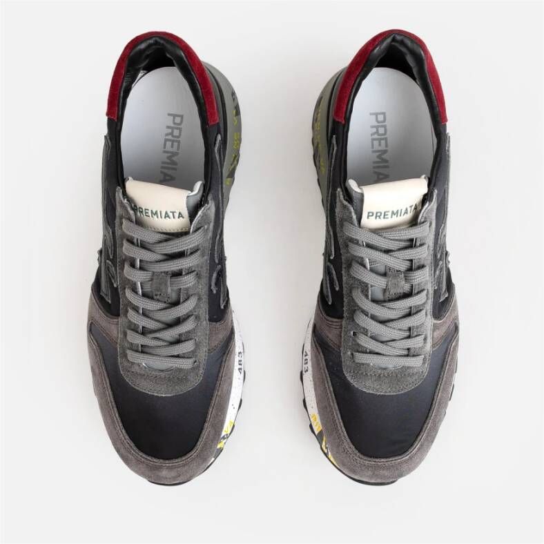 Premiata Grijze Sneakers met Rode Details Grijs Heren