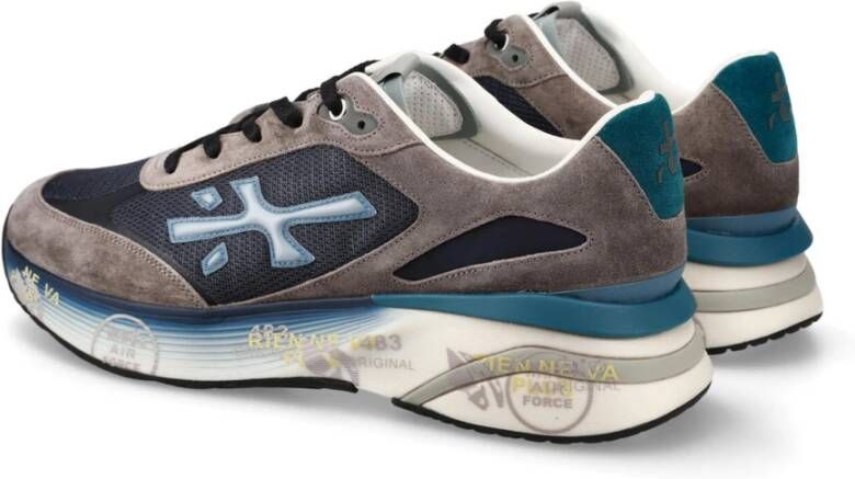 Premiata Grijze Sneakers met Teal Details