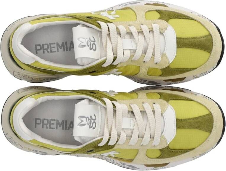 Premiata Groen & Witte Sneaker met Nylon Inzetstukken