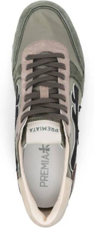 Premiata Groene Suède Leren Platte Schoenen Green Heren