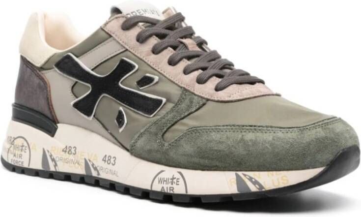 Premiata Groene Suède Leren Platte Schoenen Green Heren