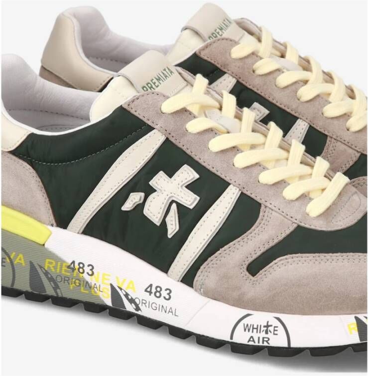 Premiata Groen Grijs Leren Sneakers Multicolor Heren