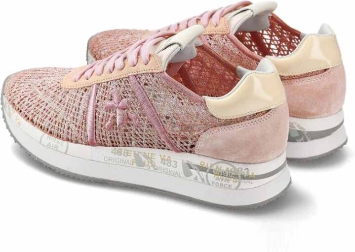 Premiata Handgemaakte Gehaakte Sneaker met Suède Pink Dames