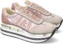 Premiata Roze Stoffen Sneakers met Suède Details Pink Dames - Thumbnail 2