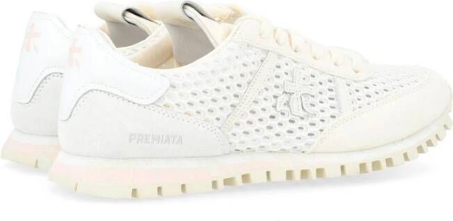 Premiata Ivoor Seand Sneaker in Suède en Mesh White Dames