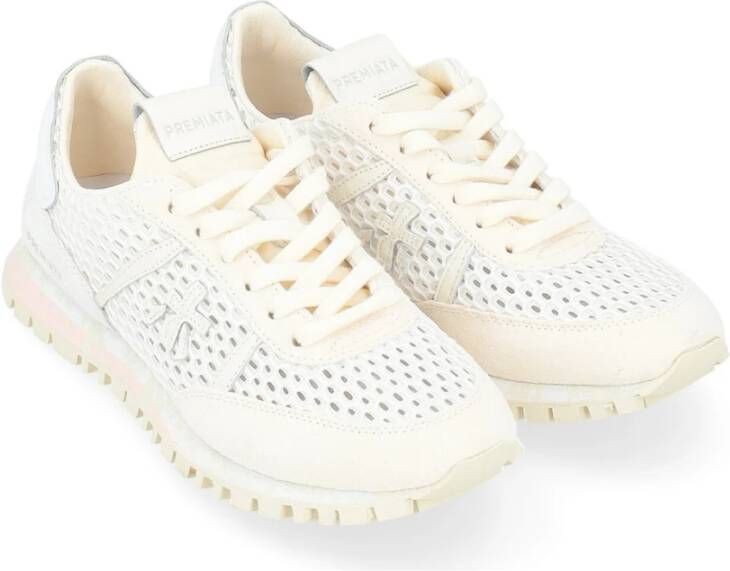 Premiata Ivoor Seand Sneaker in Suède en Mesh White Dames