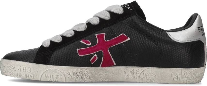 Premiata Kalfsleren Sneakers met Suède Inzetstukken Black Dames