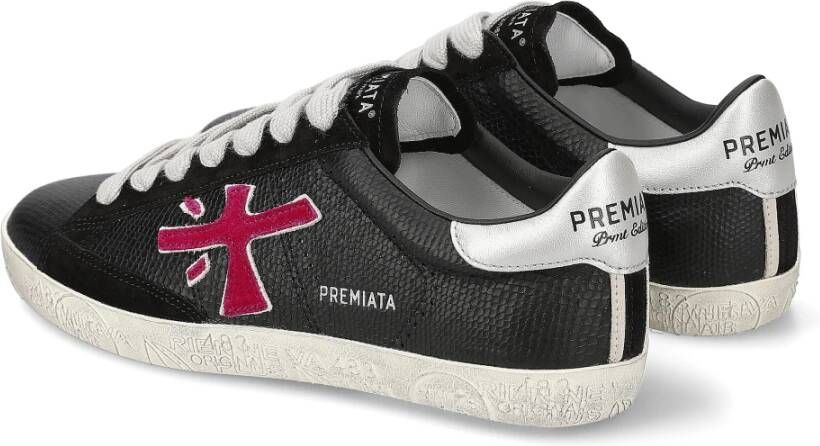 Premiata Kalfsleren Sneakers met Suède Inzetstukken Black Dames