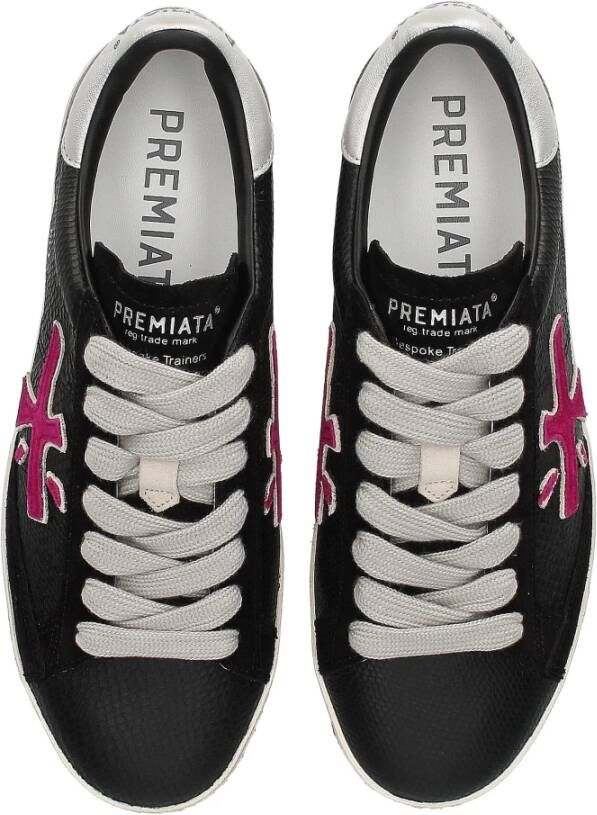 Premiata Kalfsleren Sneakers met Suède Inzetstukken Black Dames