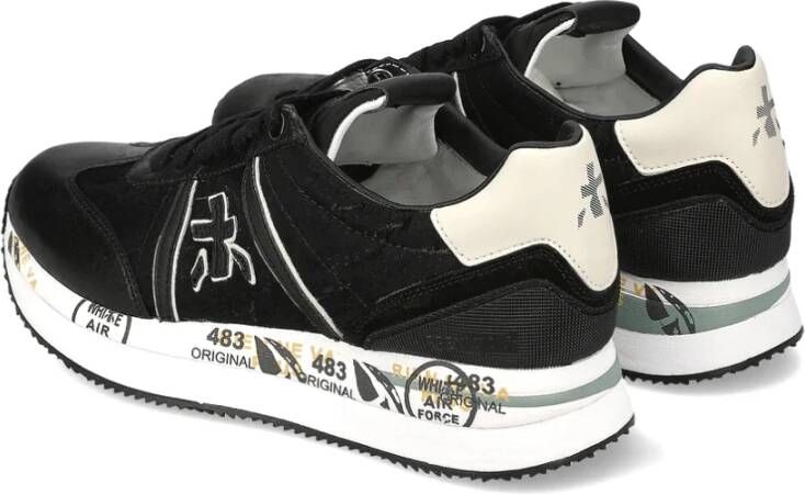 Premiata Kwaliteitslederen sneakers met glamoureuze details Black Dames