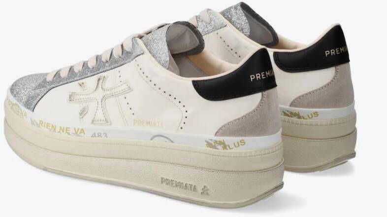Premiata Leren en Stoffen Sneakers Zilveren Details