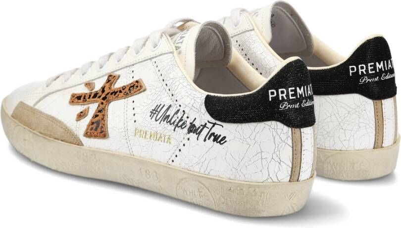 Premiata Leren sneakers met gehamerd effect en luipaardprint detail Multicolor Dames