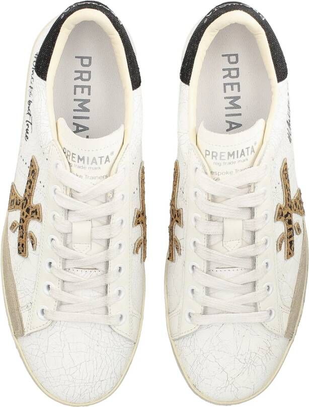 Premiata Leren sneakers met gehamerd effect en luipaardprint detail Multicolor Dames