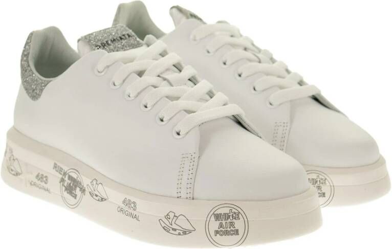 Premiata Leren sneakers met glitterdetails White Dames