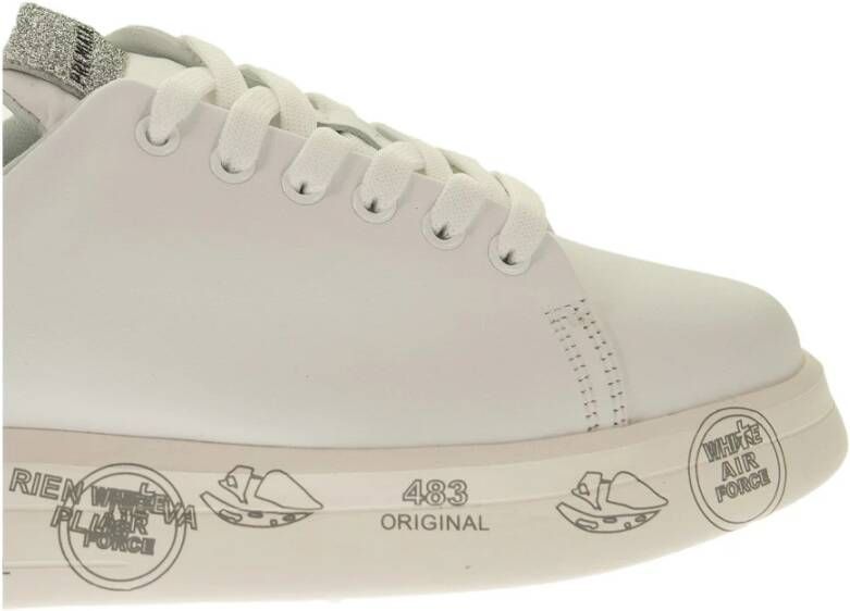 Premiata Leren sneakers met glitterdetails White Dames