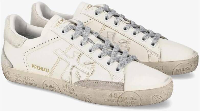 Premiata Leren Sneakers met Logo Inzetstukken