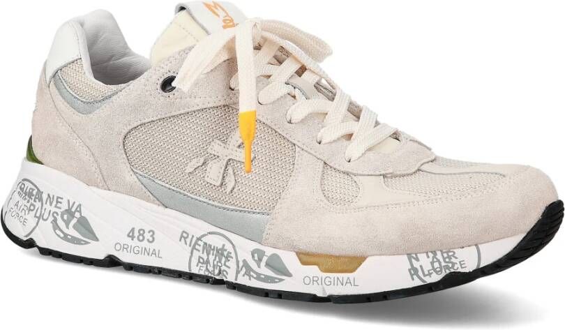 Premiata Leren Sneakers met Suède en Nylon Beige Heren