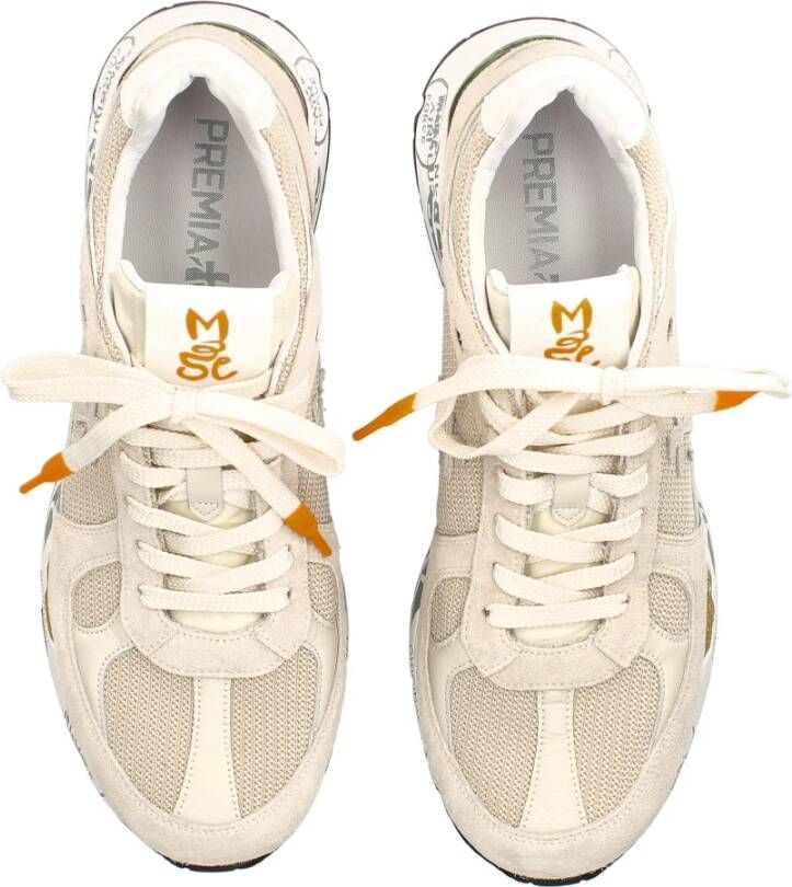 Premiata Leren Sneakers met Suède en Nylon Beige Heren