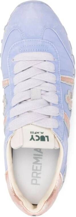 Premiata Lichtblauwe Sneakers met Logo Patch Blue Dames