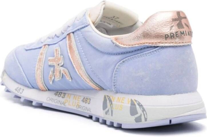 Premiata Lichtblauwe Sneakers met Logo Patch Blue Dames