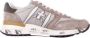 Premiata Logo Sneakers Suède Rubberen Zool Canvas Beige Heren - Thumbnail 14