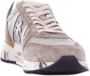 Premiata Logo Sneakers Suède Rubberen Zool Canvas Beige Heren - Thumbnail 15