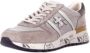 Premiata Logo Sneakers Suède Rubberen Zool Canvas Beige Heren - Thumbnail 16