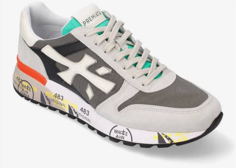 Premiata Mick 6166 Sneakers in Donkergrijs met Kleurrijk Detail Gray Heren