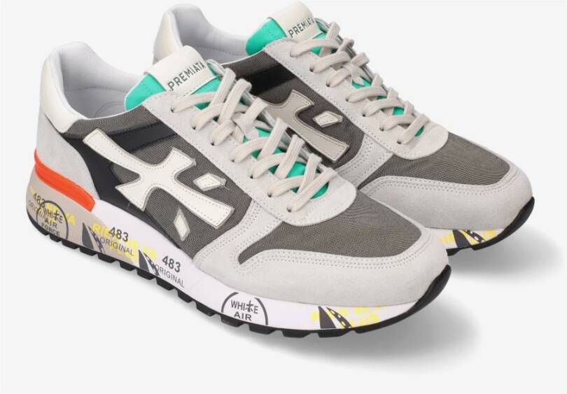 Premiata Mick 6166 Sneakers in Donkergrijs met Kleurrijk Detail Gray Heren