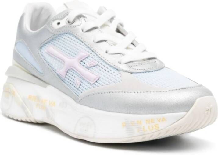 Premiata Net- en leren sneakers Gray Dames