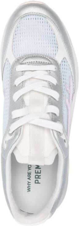 Premiata Net- en leren sneakers Gray Dames