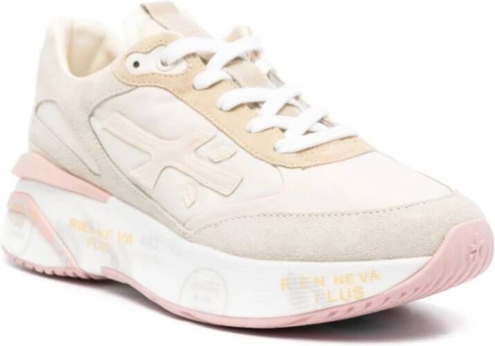 Premiata Nylon en Suède Sneakers Beige Dames