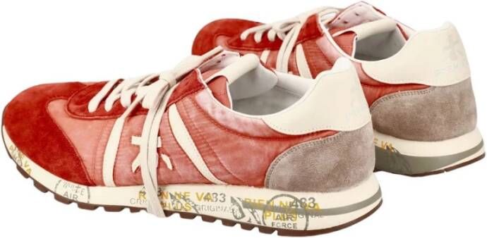 Premiata Rood Oranje Stoffen Sneakers Lucy