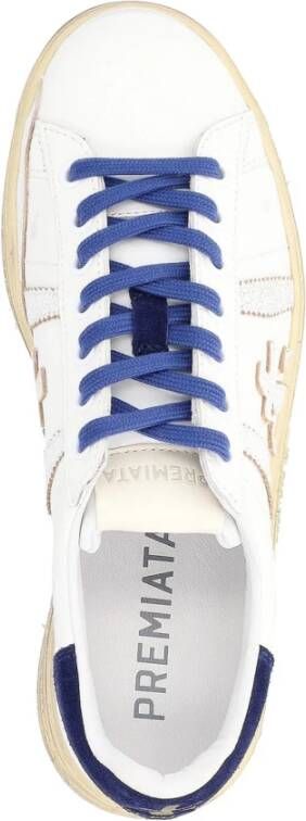 Premiata Russell 6745 Leren Sneaker Wit Blauw White Heren