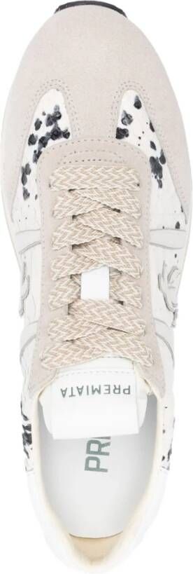 Premiata Slangenleren Platform Sneakers Beige Dames