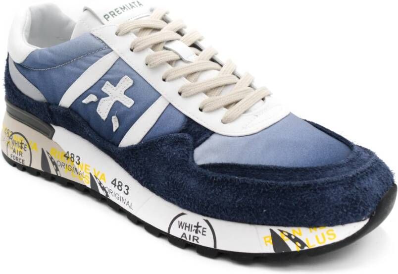 Premiata Blauwe Sneakers met Leren Voering en Rubberen Zool Blauw Heren