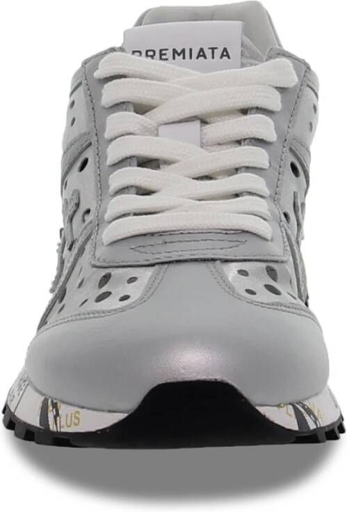 Premiata Zilveren en Witte Nylon Sneakers voor Vrouwen Grijs Dames