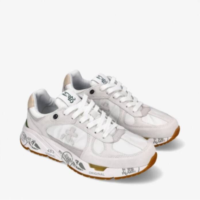Premiata Sneakers in vintage stijl met levendige details White Dames