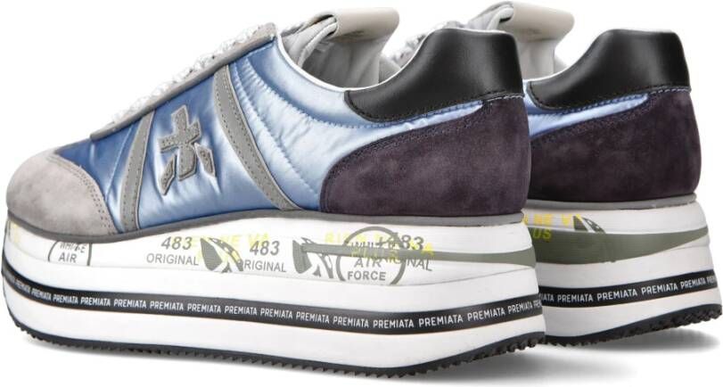 Premiata Sneakers van leer en nylon met logo detail Blauw Dames