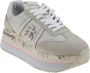 Premiata Suede Logo Sneakers Reguliere Pasvorm Rubberen Zool Beige Dames - Thumbnail 7