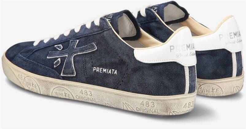 Premiata Steven 6643 Blauw Suède Sneakers Blue Heren