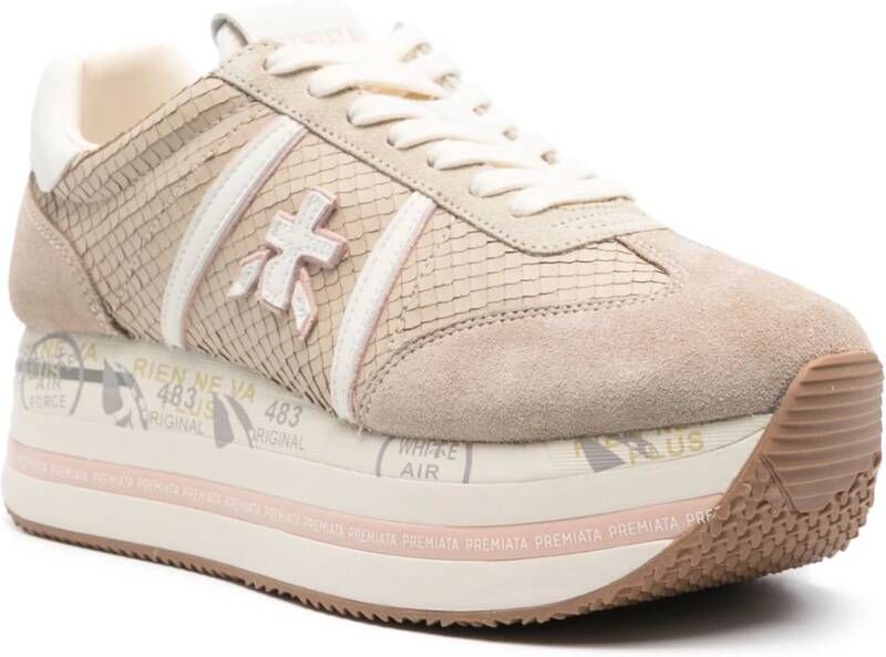 Premiata Triple Sole Leren Sneakers Beige Dames