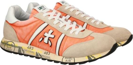 Premiata Vintage Edition Oranje Nylon Leren Sneaker Multicolor Heren