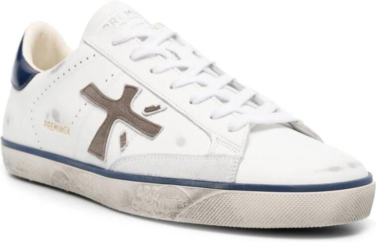 Premiata Vintage Leren Sneakers met Logo Detail White Heren