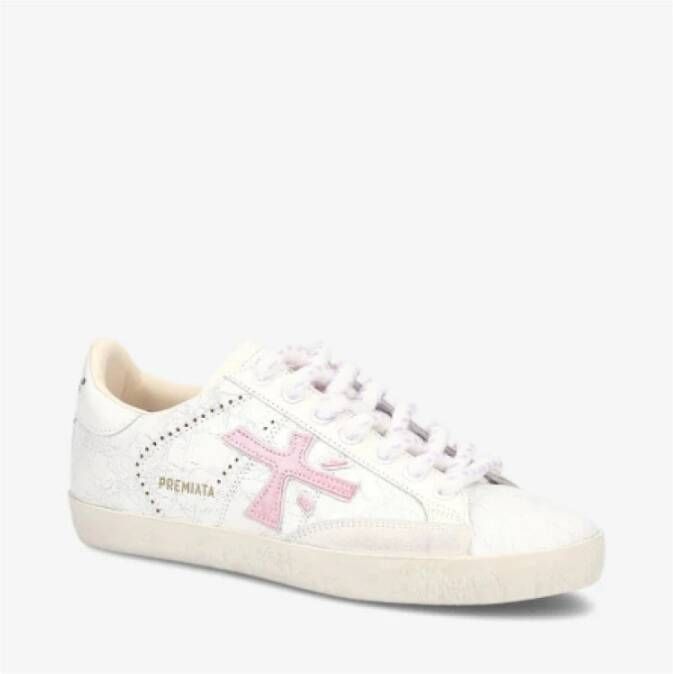 Premiata Vintage Leather Lace-Up Sneakers Steven White Dames