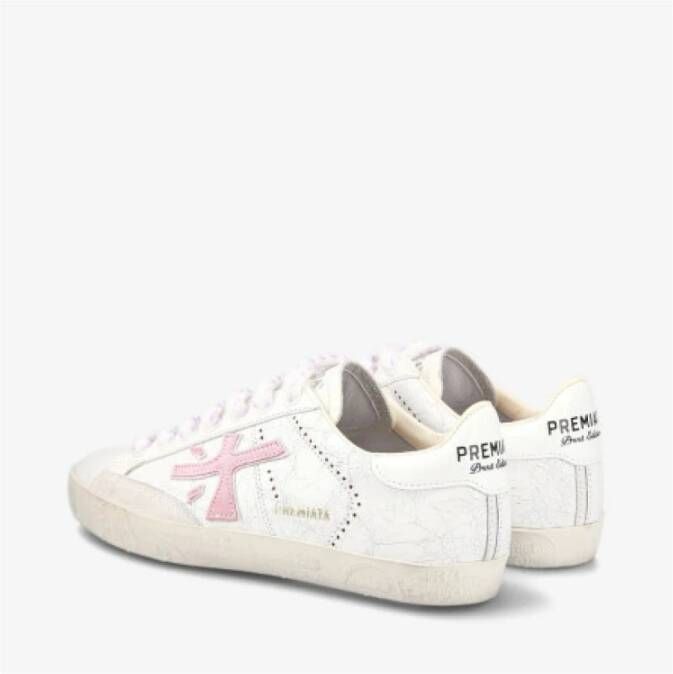 Premiata Vintage Leather Lace-Up Sneakers Steven White Dames