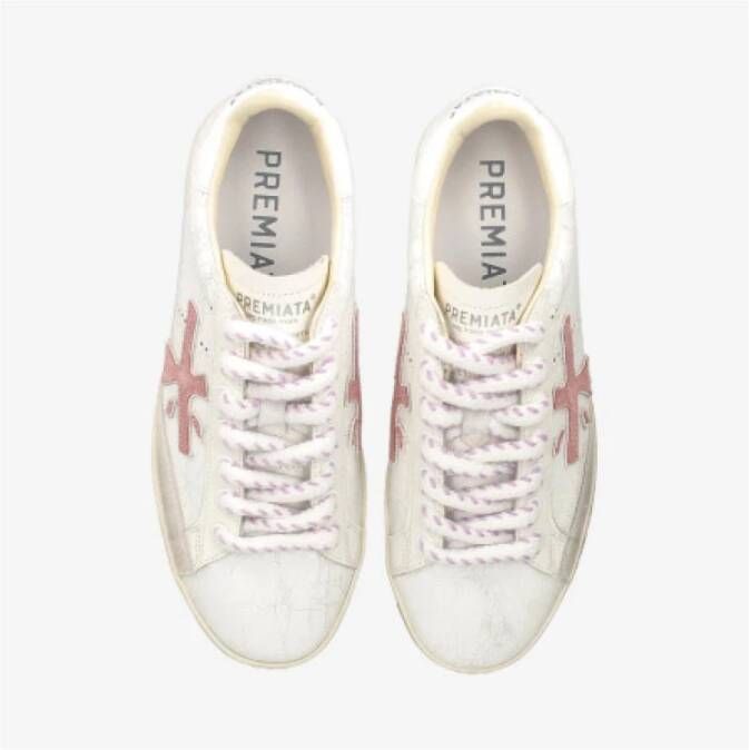 Premiata Vintage Leather Lace-Up Sneakers Steven White Dames